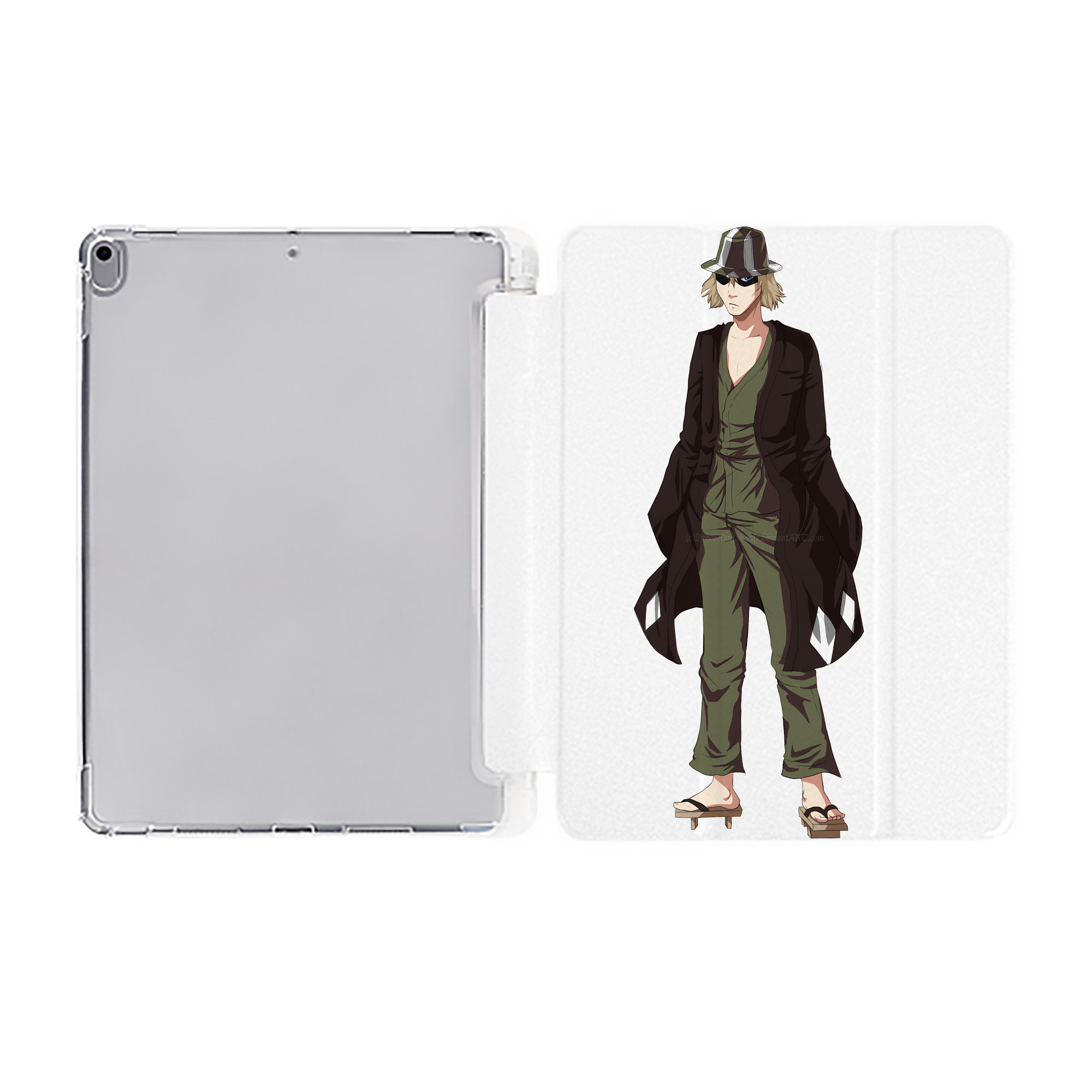 （画像用） "ブリーチ 浦原 喜助（うらはら きすけ） BLEACH Urahara Kisuke " IPad ケース ペン収納付き 三つ折りスタンド PUレザー×シリコン 対応機種9.5/10.5/10.9インチ